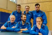 Die 1. SVF-Herren in der Verbandsoberliga-Saison 2021 / 2022 (vlnr): oben: Fynn Mathis Albrecht, Niklas Munz, Florian Roth, unten: Mogens Sonnichsen, Fabian Schüler, René Ahrensdorf (beim Punktspiel in der Verbandsoberliga Nord zwischen TTSG Urania-Bramfe