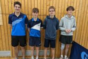 Die 1. SVF-Jungen 19 in der Bezirksliga-Saison 2022 / 2023 (vlnr): Erik Storma, Cosimo Kirk, Joris Maischak, Ben Schüler (es fehlt Tom Waldheim)
